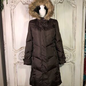 Barney’s New York Faux Fur Hoodie 55% down 45% Feather Filled Puffer Coat